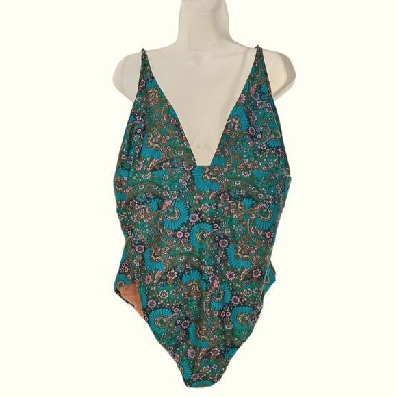 J.CREW  Women's Eco Plunge V-neck One-piece  Paisley  Plus size 24 - Picture 5 of 8